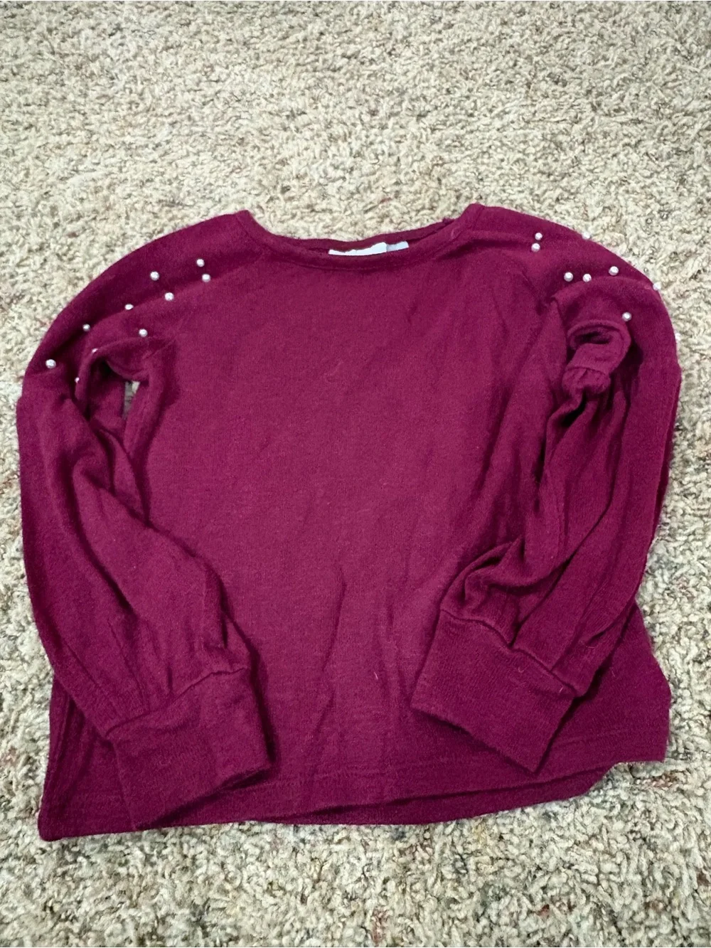 The Children's Place Burgundy Pearl Shoulder Knit Sweater